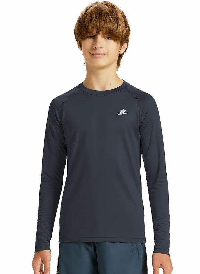 DEVOROPA Youth Boys Compression Shirt Long Sleeve Football Baseball Undershirt Quick Dry Sports Baselayer Gray M - Image 2